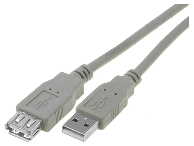 Kabel; USB 2.0; USB-A aansluiting,USB-A-stekker; vernikkeld; 5m Kabel; USB 2.0; USB-A aansluiting,USB-A-stekker; vernikkeld; 5m